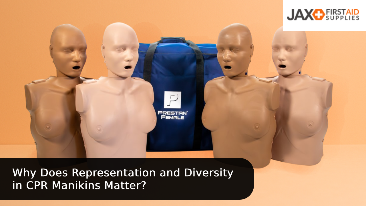 inclusive female and dark skin CPR manikins